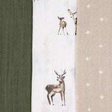 Load image into Gallery viewer, 3pk Cotton Muslin Swaddle - Oh Deer