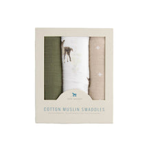 Load image into Gallery viewer, 3pk Cotton Muslin Swaddle - Oh Deer