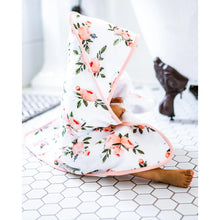 Load image into Gallery viewer, Hooded Towel + Wash Cloth - Watercolour Roses
