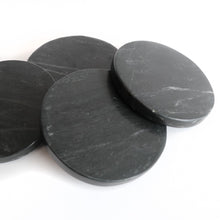 Load image into Gallery viewer, MARBLE ROUND COASTERS BLACK - SET OF 4