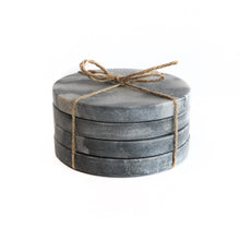 Load image into Gallery viewer, MARBLE ROUND COASTERS GREY - SET OF 4