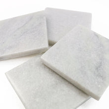 Load image into Gallery viewer, MARBLE SQUARE COASTERS WHITE - SET OF 4