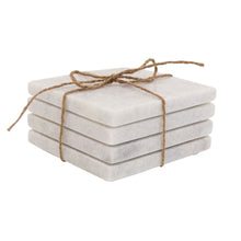 Load image into Gallery viewer, MARBLE SQUARE COASTERS WHITE - SET OF 4