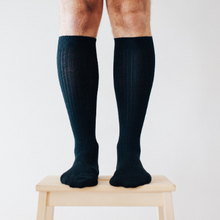 Load image into Gallery viewer, MENS Merino Wool Plain Knee High Socks | Man BLACK