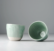 Load image into Gallery viewer, SET OF TWO Light Teal Lopsided Mug- Small