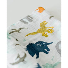 Load image into Gallery viewer, Single Cotton Muslin Swaddle - Dino Friends
