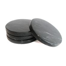Load image into Gallery viewer, MARBLE ROUND COASTERS BLACK - SET OF 4
