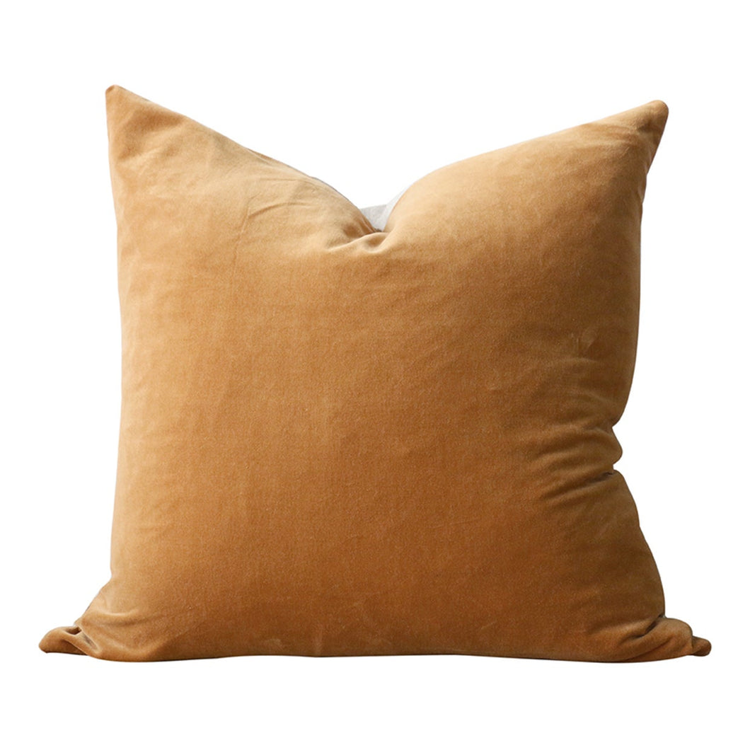 RAPHAEL GOLD VELVET CUSHION COVER WITH LINEN BACK 500 X 500